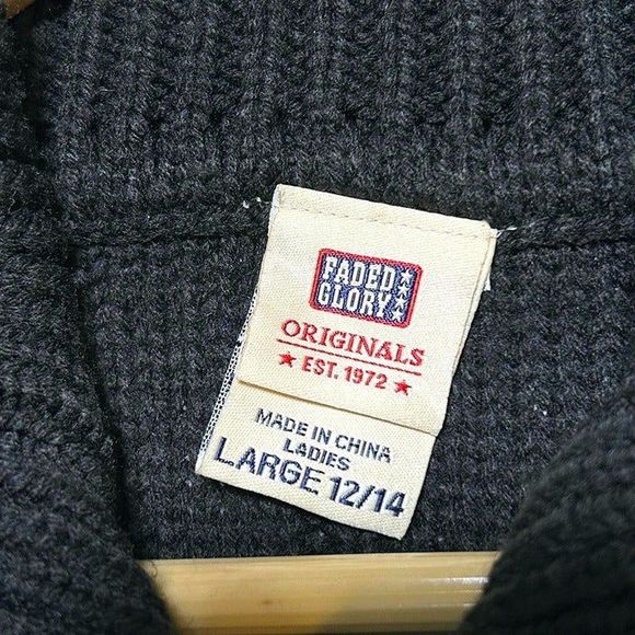 Vintage Y2k Faded Glory‎ Duster Cardigan Cable Knit Sweater Womens Large - Picture 4 of 5